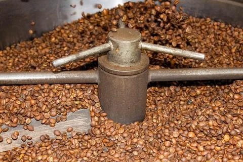 Coffee machine for roasting coffee beans. Coffee production. Stock Photos
