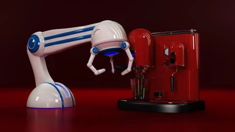 Coffee machine with robot Stock Illustration