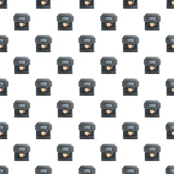 Coffee machine seamless pattern brewing espresso background Stock Illustration