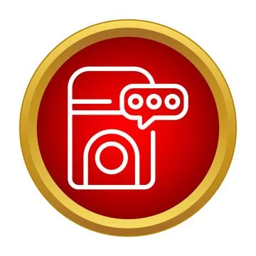 Coffee machine sending message icon on red button Stock Illustration