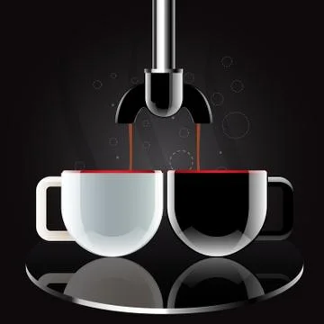 Coffee machine serve coffee to a black cup. clear vector illustration. Stock Illustration