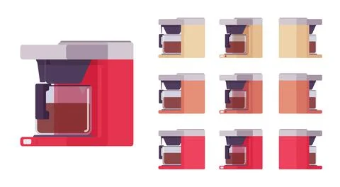 Coffee machine set, kitchen and cafe equipment Stock Illustration