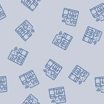 Coffee machine smart home line seamless pattern イラスト素材