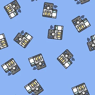 Coffee machine smart home vector seamless pattern イラスト素材