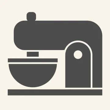 Coffee machine solid icon. Mixer with cup symbol, glyph style pictogram on beige Stock Illustration