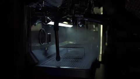 Coffee machine steam in slow motion Stock Footage 82731926