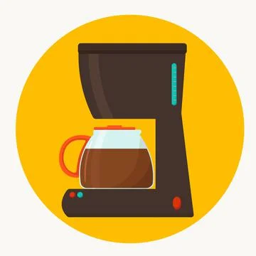 Coffee machine vector flat design illustration. Isolated maker espresso. Stock Illustration