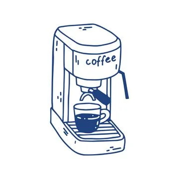 Coffee machine vector illustration minimalist hand drawn style espresso maker 스톡 일러스트