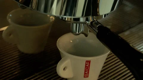 Coffee machine water is poured into the Cup Stock-Footage 59759584