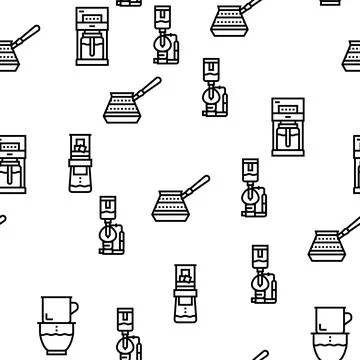Coffee Make Machine And Accessory Vector Seamless Pattern イラスト素材