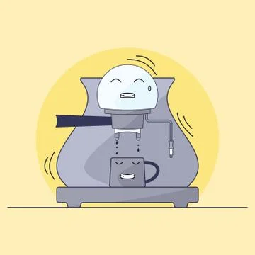 Coffee maker and mug character Illustrazione stock