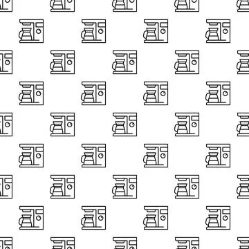 Coffee maker appliances outlining seamless pattern background Stock Illustration