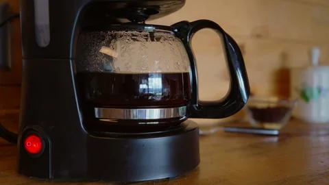 Coffee maker with boiling and dripping sound finished making coffee. Stock Footage 266861502