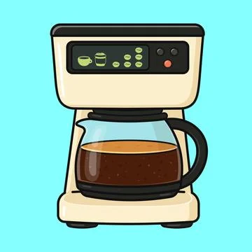 Coffee maker brewing hot beverage drip machine Stock Illustration