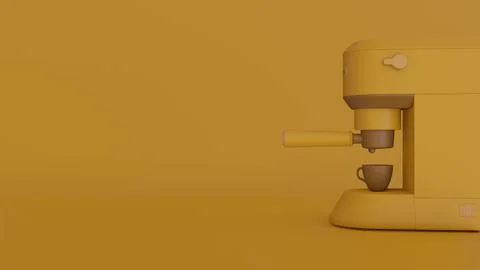 Coffee maker cartoon rendering. Coffee machine minimal style illustration isolat Stock Illustration