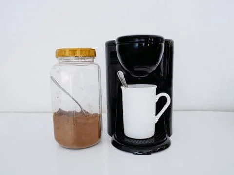 Coffee Maker with Coffee Cup How to Make a Coffee Concept Stock Photos