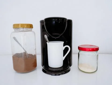 Coffee Maker with Coffee Cup How to Make a Coffee Concept Stock Photos