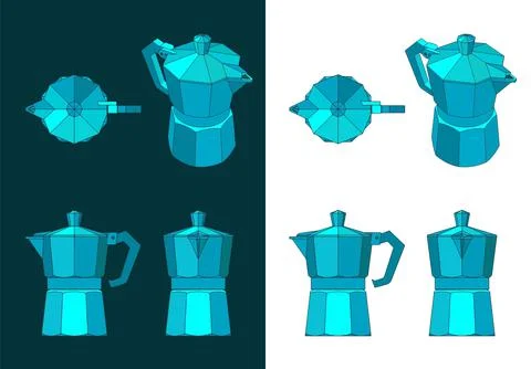 Coffee maker color drawings Illustrazione stock