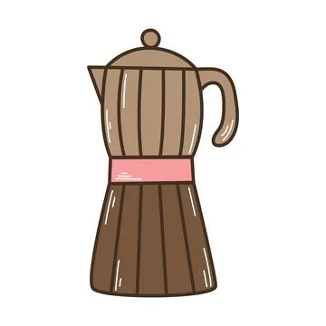 Coffee maker colored doodle sketch style Stock Illustration