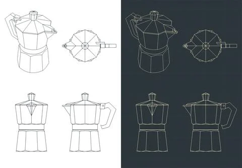 Coffee maker drawings Illustrazione stock