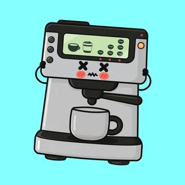 Coffee maker feeling stressed and overcaffeinated with red cheeks Stock Illustration