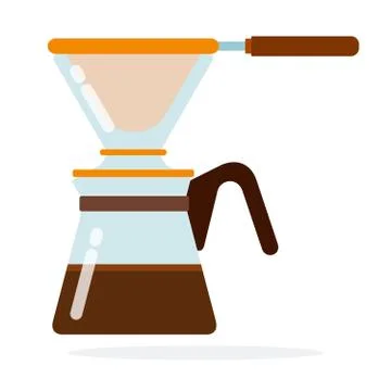 Coffee maker with filter vector flat isolated Stock Illustration