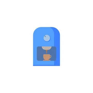 Coffee maker flat icon on white background Illustrazione stock