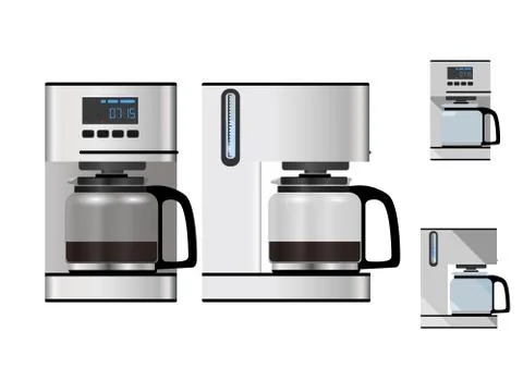 Coffee maker front and side view isolated on white background - vector illust Stock Illustration