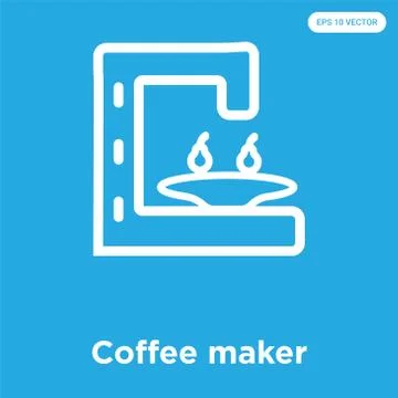 Coffee maker icon isolated on blue background Free Stock Illustration