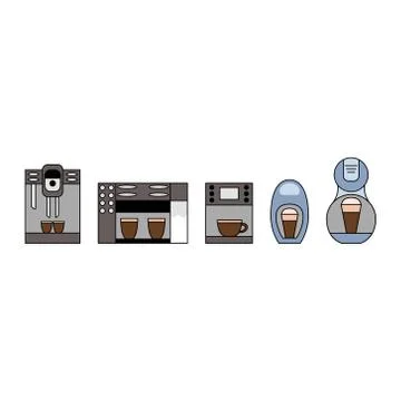 Coffee maker icon set. Coffee machine logo. Stock Illustration