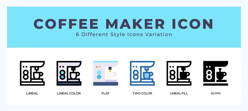 Coffee maker icon set. Design elements for logo Stock Illustration