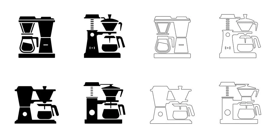 Coffee maker icons set Illustrazione stock