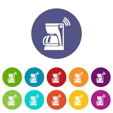 Coffee maker icons set vector color Stockillustratie