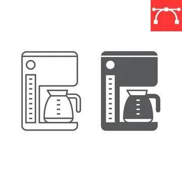 Coffee maker line and glyph icon Illustration