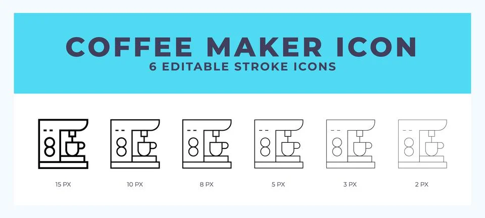 Coffee maker line icon. Vector icon symbol. Logo illustration. Editable lin.. Stock Illustration