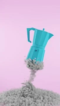 Coffee maker looking up to the sky to start the day with a bang. Blue coffee  Stock Photos