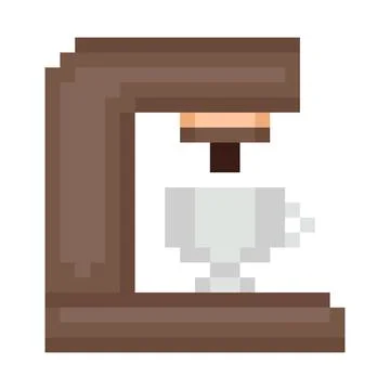 Coffee maker machine glass carafe pixel art style illustration brown beige 스톡 일러스트