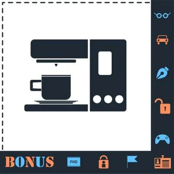 Coffee maker machine icon flat Stock Illustration