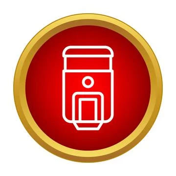 Coffee maker machine icon in red flat design Stock Illustration
