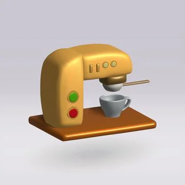Coffee maker machine isolated vector 3d icon. coffee maker 3d illustration. Stock Illustration