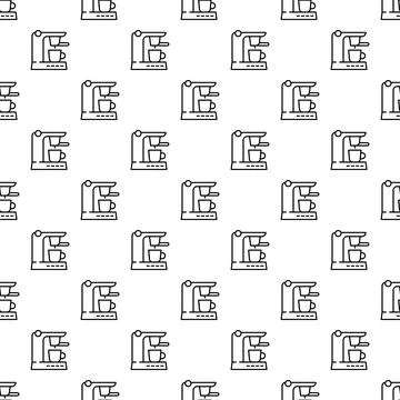 Coffee maker machine line art seamless pattern Illustrazione stock