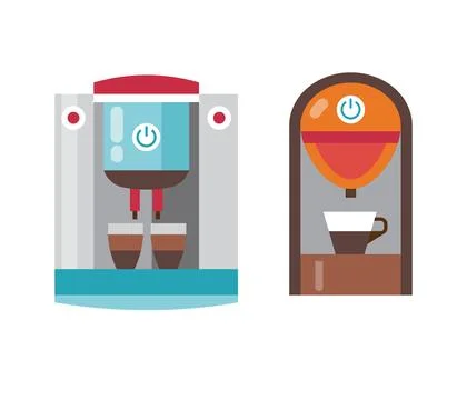 Coffee Maker Machines Icons in Flat Design Stock Illustration