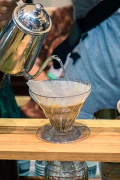 The coffee maker is not modern. Stock Photos