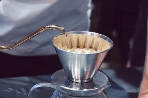 The coffee maker is not modern. Stock Photos