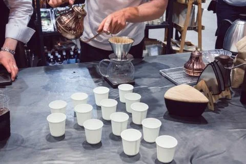 The coffee maker is not modern. Stock Photos