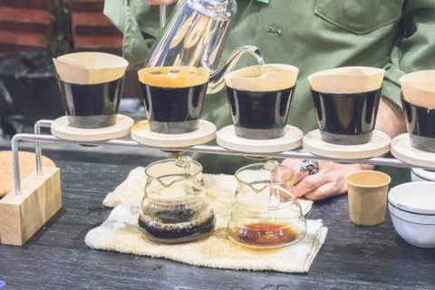 The coffee maker is not modern. Stock Photos