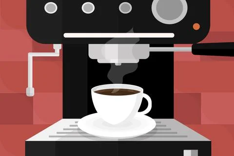 Coffee maker for one cup for delicious coffee kitchen appliances Stock Illustration