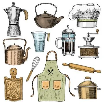 Illustration of coffee utensils - Stock Illustration [44247890