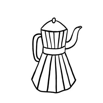 Coffee maker or moka pot, espresso machine, mocha express in doodle style. Ha Stock Illustration