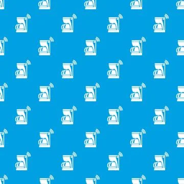 Coffee maker pattern vector seamless blue Illustrazione stock